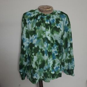 Tuckernuck 100% Cotton Luca Lagoon Tie-Dye Blouse Sz M